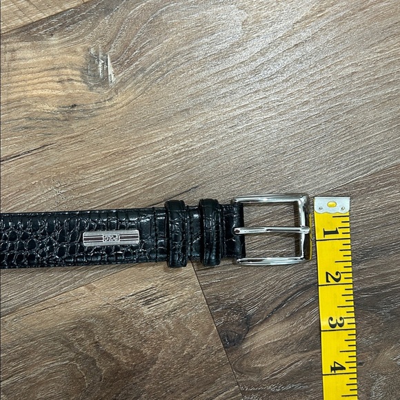 Polo Ralph Lauren Mens Belt Faux Crocodile Alligator Italian Leather Black Sz36 - Picture 9 of 12
